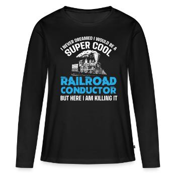 Échelle de chemin de fer, Railfan de chemin de fer - T-shirt manches longues Premium bio Femme - noir - Devant - Julia (174cm)