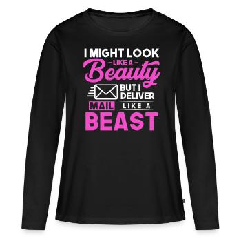 Postarbeiter, Post Mann - Frauen Premium Bio Langarmshirt - Schwarz - Vorne - Julia (174cm)