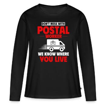 Postarbeiter, Post Mann - Frauen Premium Bio Langarmshirt - Schwarz - Vorne - Julia (174cm)