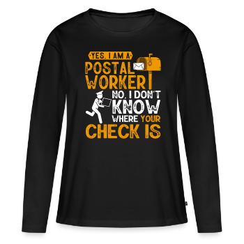 Postarbeiter, Post Mann - Frauen Premium Bio Langarmshirt - Schwarz - Vorne - Julia (174cm)