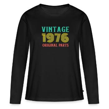 Year of Birth Vintage 1976 Original Parts Birthday - Women's Premium Organic Long Sleeve Shirt - black - Front - Julia (174cm)