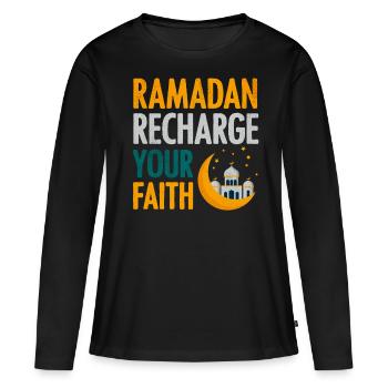 Célébration du Ramadan, fête musulmane - T-shirt manches longues Premium bio Femme - noir - Devant - Julia (174cm)