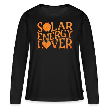 Énergie solaire, Énergie renouvelable - T-shirt manches longues Premium bio Femme - noir - Devant - Julia (174cm)