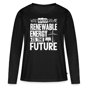 Énergie solaire, Énergie renouvelable - T-shirt manches longues Premium bio Femme - noir - Devant - Julia (174cm)