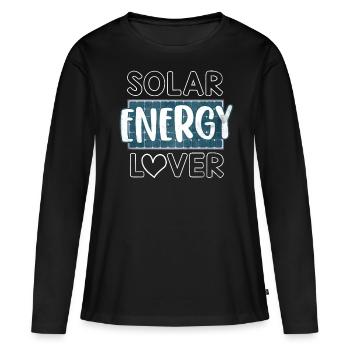 Énergie solaire, Énergie renouvelable - T-shirt manches longues Premium bio Femme - noir - Devant - Julia (174cm)
