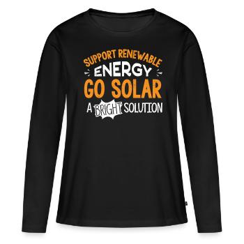 Énergie solaire, Énergie renouvelable - T-shirt manches longues Premium bio Femme - noir - Devant - Julia (174cm)