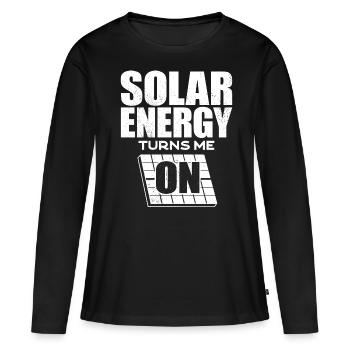 Énergie solaire, Énergie renouvelable - T-shirt manches longues Premium bio Femme - noir - Devant - Julia (174cm)