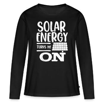 Énergie solaire, Énergie renouvelable - T-shirt manches longues Premium bio Femme - noir - Devant - Julia (174cm)