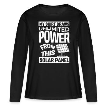 Énergie solaire, Énergie renouvelable - T-shirt manches longues Premium bio Femme - noir - Devant - Julia (174cm)