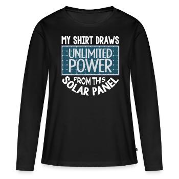 Énergie solaire, Énergie renouvelable - T-shirt manches longues Premium bio Femme - noir - Devant - Julia (174cm)