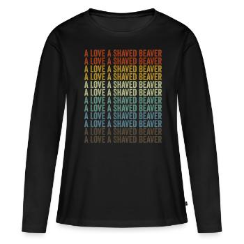 Un amour Un castor rasé - T-shirt manches longues Premium bio Femme - noir - Devant - Julia (174cm)