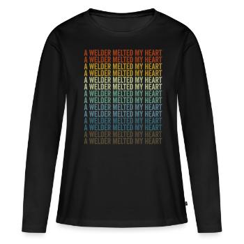 Un soudeur a fait fondre mon cœur - T-shirt manches longues Premium bio Femme - noir - Devant - Julia (174cm)