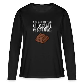 Chocolate Lover Tablettes de chocolat au lait - T-shirt manches longues Premium bio Femme - noir - Devant - Julia (174cm)