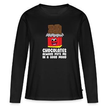Chocolate Lover Tablettes de chocolat au lait - T-shirt manches longues Premium bio Femme - noir - Devant - Julia (174cm)