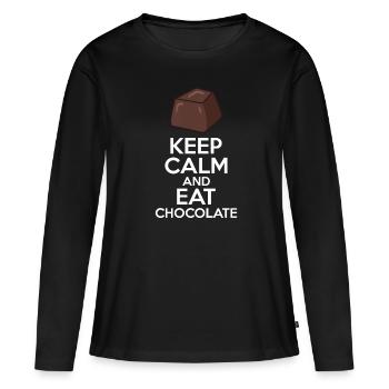 Chocolate Lover Tablettes de chocolat au lait - T-shirt manches longues Premium bio Femme - noir - Devant - Julia (174cm)