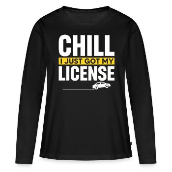 Permis de conduire - T-shirt manches longues Premium bio Femme - noir - Devant - Julia (174cm)