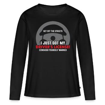 Permis de conduire - T-shirt manches longues Premium bio Femme - noir - Devant - Julia (174cm)