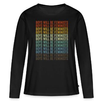 Les garçons deviennent féministes Féministes libérales - T-shirt manches longues Premium bio Femme - noir - Devant - Julia (174cm)