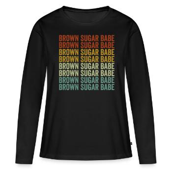 Brown Sugar Babe Melanin Brown Skin Peau noire - T-shirt manches longues Premium bio Femme - noir - Devant - Julia (174cm)