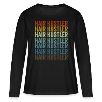 Hair Hustler Barber Barber Hairstylist - Women's Premium Organic Long Sleeve Shirt - black - Front - Julia (174cm)