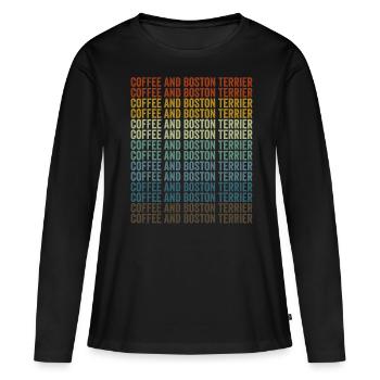 Café et Boston Terrier Boston Terrier - T-shirt manches longues Premium bio Femme - noir - Devant - Julia (174cm)