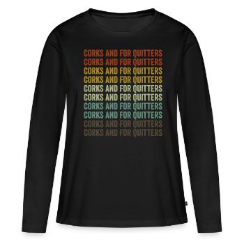 Bouchons et verre à vin pour les buveurs de vin Drückeberger - T-shirt manches longues Premium bio Femme - noir - Devant - Julia (174cm)