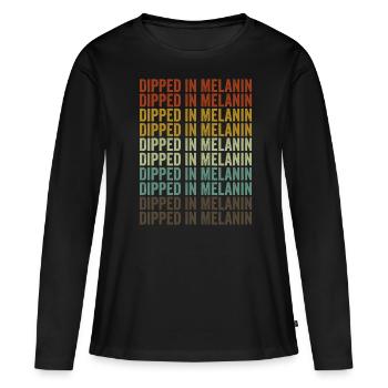 Trempé dans la mélanine mélanine peau brune noir G - T-shirt manches longues Premium bio Femme - noir - Devant - Julia (174cm)