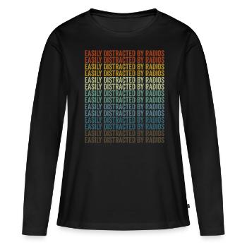 Facilement distrait par les radioamateurs - T-shirt manches longues Premium bio Femme - noir - Devant - Julia (174cm)
