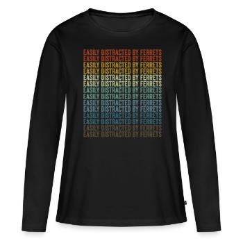 Facilement distrait par les furets - T-shirt manches longues Premium bio Femme - noir - Devant - Julia (174cm)