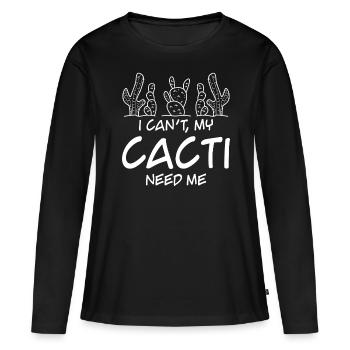Cactus Cactus Jardin Cactus - T-shirt manches longues Premium bio Femme - noir - Devant - Julia (174cm)