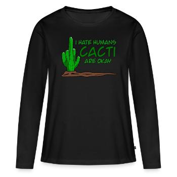 Cactus Majeur Cactus Cactus - T-shirt manches longues Premium bio Femme - noir - Devant - Julia (174cm)