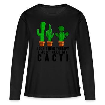 Cactus Thérapie Cactus Cactus - T-shirt manches longues Premium bio Femme - noir - Devant - Julia (174cm)