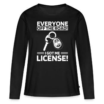New driver's license - Women's Premium Organic Long Sleeve Shirt - black - Front - Julia (174cm)