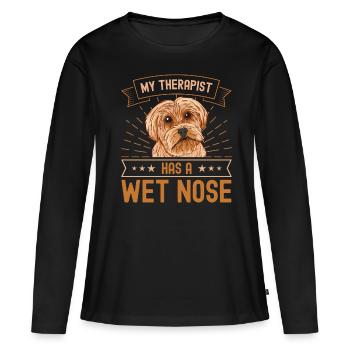 Mon thérapeute a le nez mouillé - T-shirt manches longues Premium bio Femme - noir - Devant - Julia (174cm)