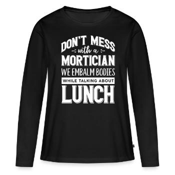 Gardiens de cadavres, pompes funèbres, salons funéraires - T-shirt manches longues Premium bio Femme - noir - Devant - Julia (174cm)