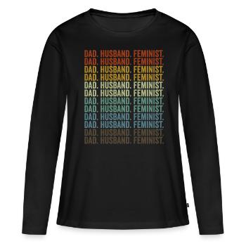Père. Mari. Féministe. Féministe libérale - T-shirt manches longues Premium bio Femme - noir - Devant - Julia (174cm)