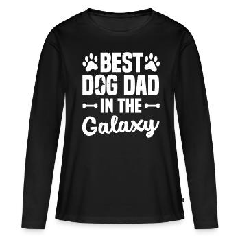 Bester Hundepapa der Galaxis - schwarz - Frauen Premium Bio Langarmshirt - Schwarz - Vorne - Julia (174cm)