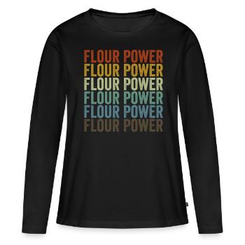 Flour Power Baking Chef Baker - T-shirt manches longues Premium bio Femme - noir - Devant - Julia (174cm)