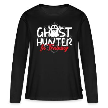 Chasseurs de fantômes, fantômes, fantômes, chasse aux fantômes - T-shirt manches longues Premium bio Femme - noir - Devant - Julia (174cm)