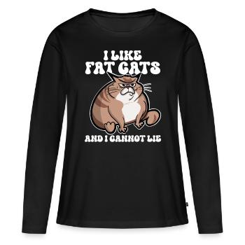 Gros chat - T-shirt manches longues Premium bio Femme - noir - Devant - Julia (174cm)