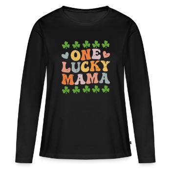 One Lucky Mama St Patrick's Day - Women's Premium Organic Long Sleeve Shirt - black - Front - Julia (174cm)