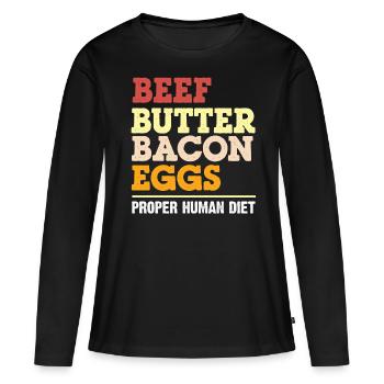 Régime Keto, régime sans glucides, céto - T-shirt manches longues Premium bio Femme - noir - Devant - Julia (174cm)