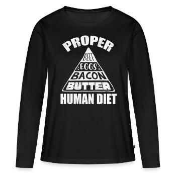 Régime Keto, régime sans glucides, céto - T-shirt manches longues Premium bio Femme - noir - Devant - Julia (174cm)