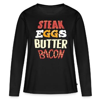 Régime Keto, régime sans glucides, céto - T-shirt manches longues Premium bio Femme - noir - Devant - Julia (174cm)