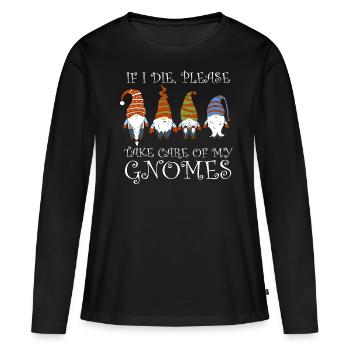 Gnome - Gnome Collecting - Gnome Collector - T-shirt manches longues Premium bio Femme - noir - Devant - Julia (174cm)