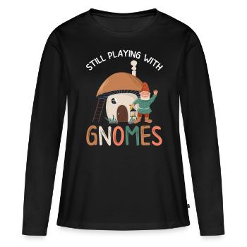 Gnome - Gnome Collecting - Gnome Collector - T-shirt manches longues Premium bio Femme - noir - Devant - Julia (174cm)