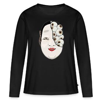 Angura Kei Masque Nô Esthétique Japonaise Foncée - T-shirt manches longues Premium bio Femme - noir - Devant - Julia (174cm)