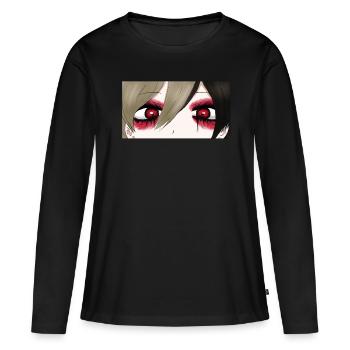 Angura Kei Sombre Japonais Esthétique Gothique - T-shirt manches longues Premium bio Femme - noir - Devant - Julia (174cm)