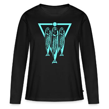 Sardine Herring Pêche Sardines Hareng - T-shirt manches longues Premium bio Femme - noir - Devant - Julia (174cm)