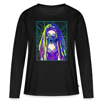 Cyber Esthétique Anime Girl Cyber Goth - T-shirt manches longues Premium bio Femme - noir - Devant - Julia (174cm)